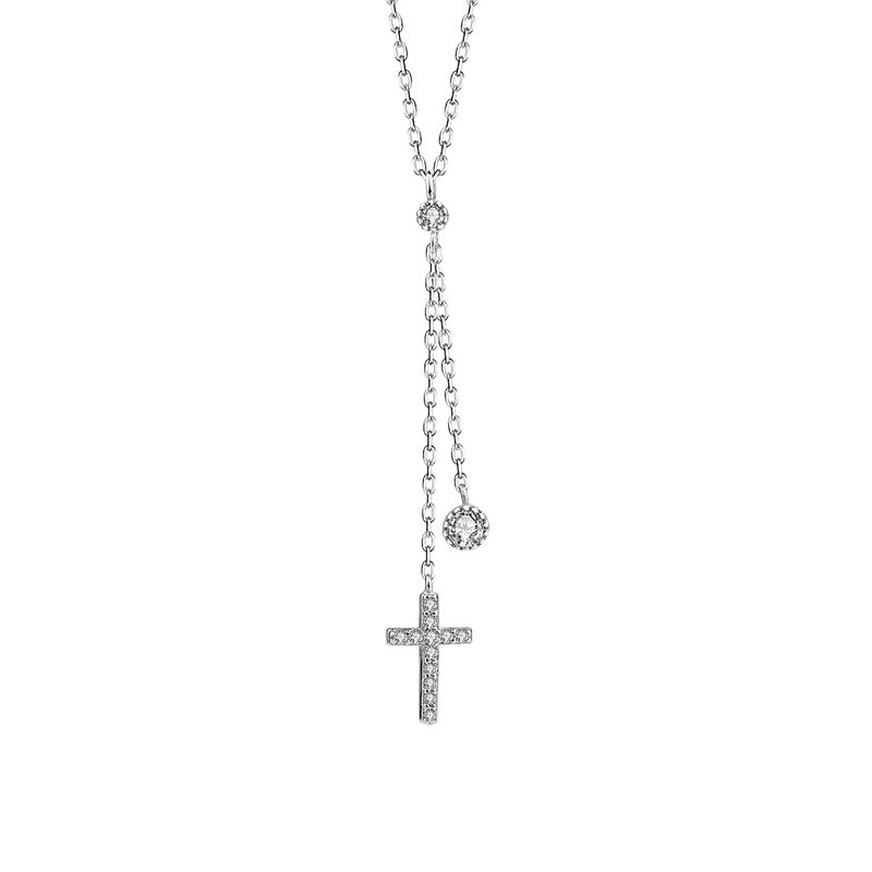 Silver 925 cross jewelry set with necklace earrings and ring