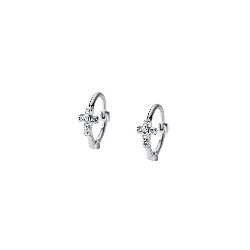 Silver 925 cross jewelry set with necklace earrings and ring