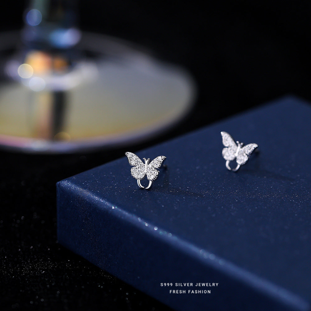 Silver 925 butterfly special design full zircon set necklace with earrings~