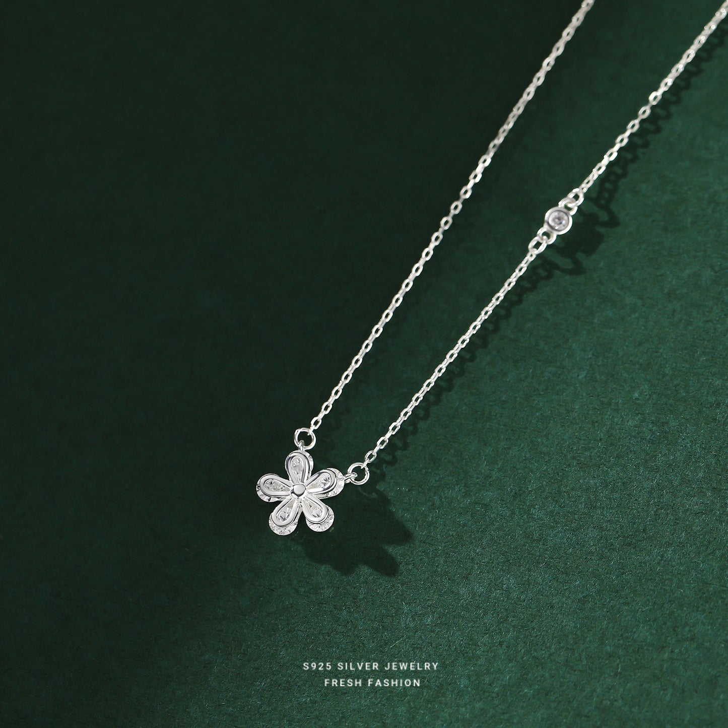 silver925 necklace korean design flower with zircon!