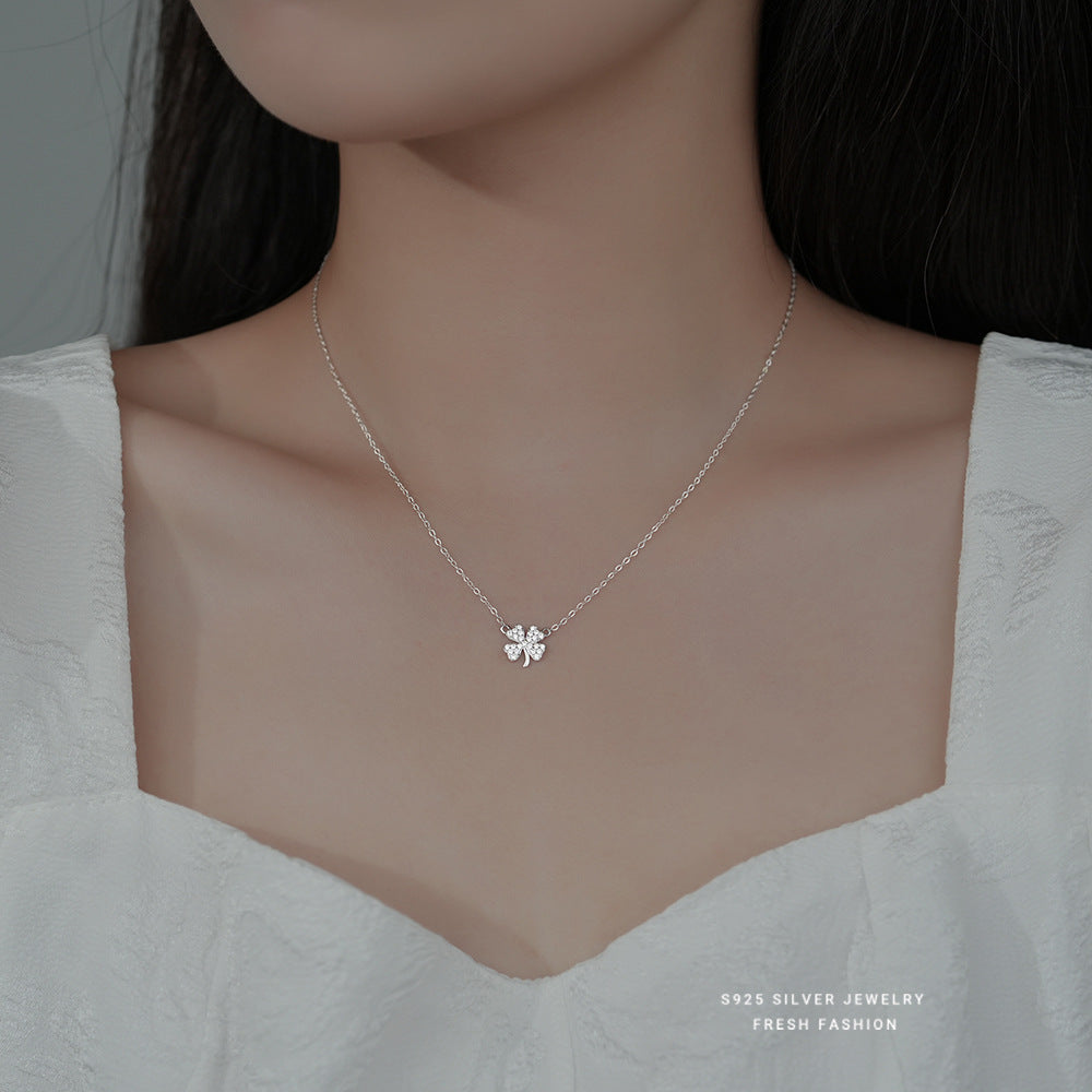 silver925 necklace korean design clover with zircon!