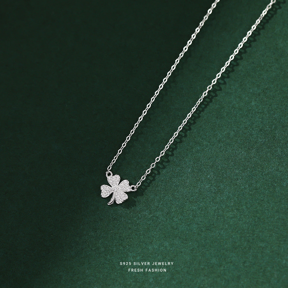 silver925 necklace korean design clover with zircon!