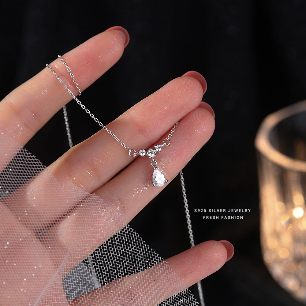 silver925 necklace korean design waterdrop with zircon!