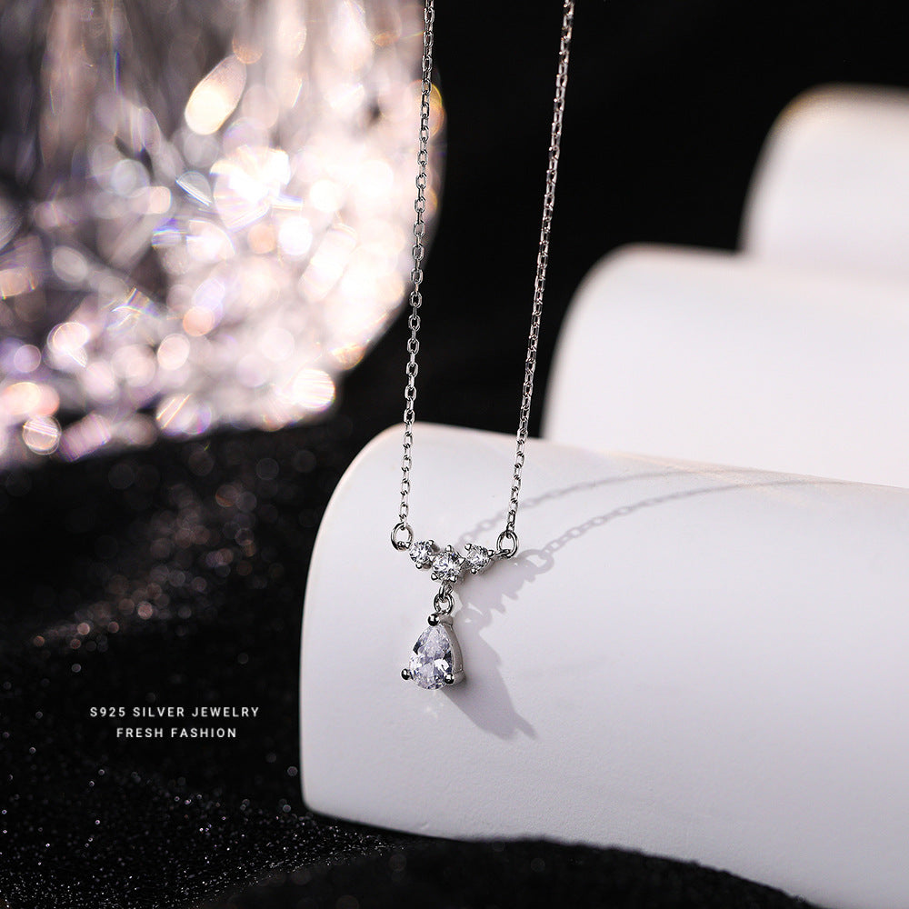 silver925 necklace korean design waterdrop with zircon!