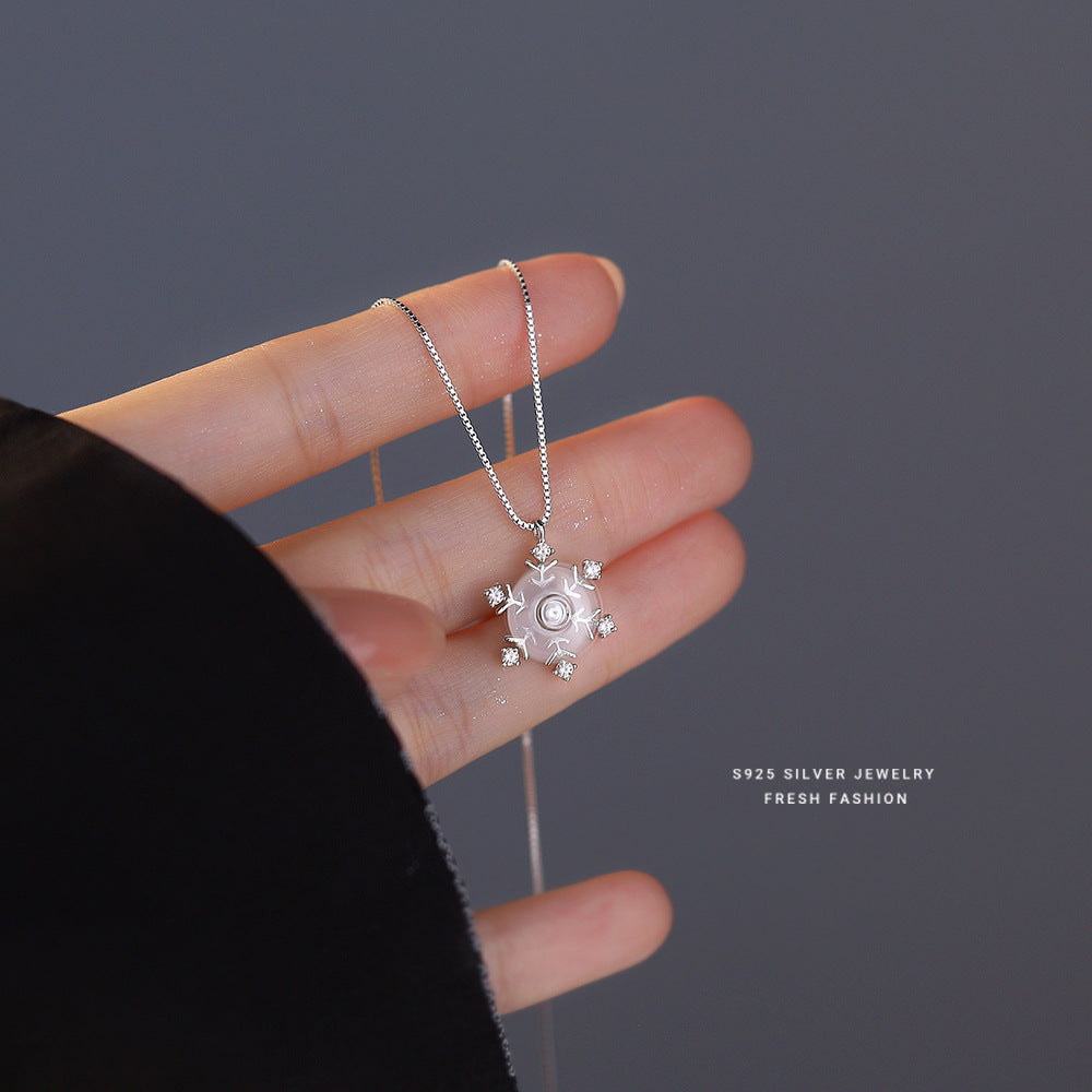 silver925 necklace korean design rotatable snowflake design!