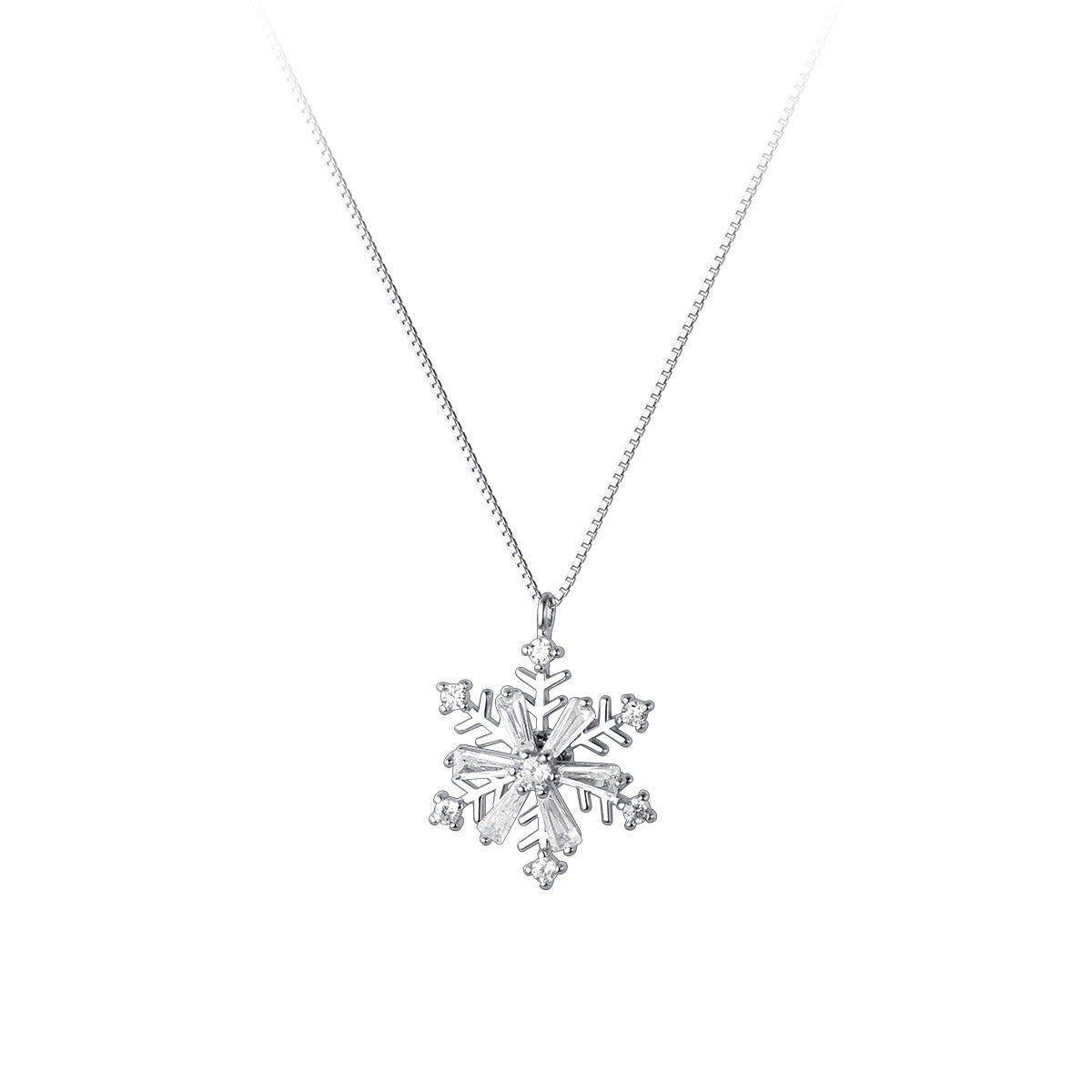 silver925 necklace korean design rotatable snowflake design!