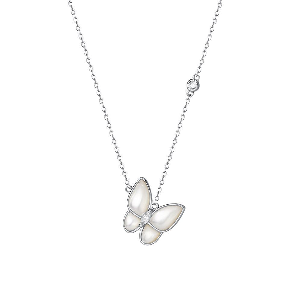 silver 925 necklace korean design White Fritillary Butterfly Elegant Design!