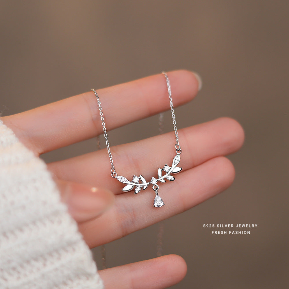 silver925 necklace korean design branch leaf design!