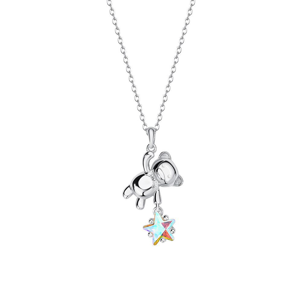 silver 925 necklace korean design Star Bear Colorful Star Design!