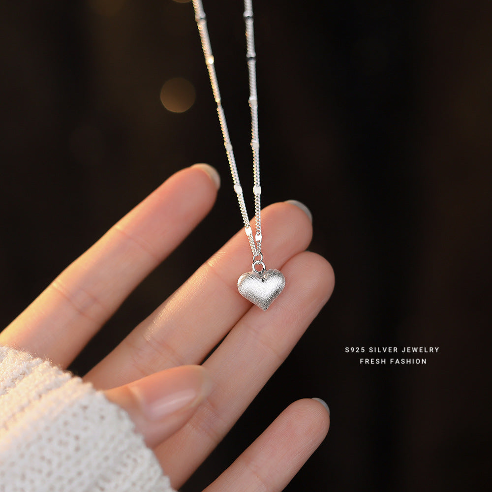 silver 925 necklace korean design Asymmetric heart design!