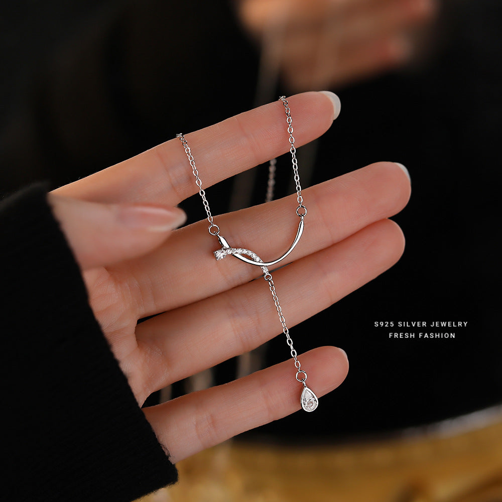 925 sterling silver water drop curve exquisite necklace