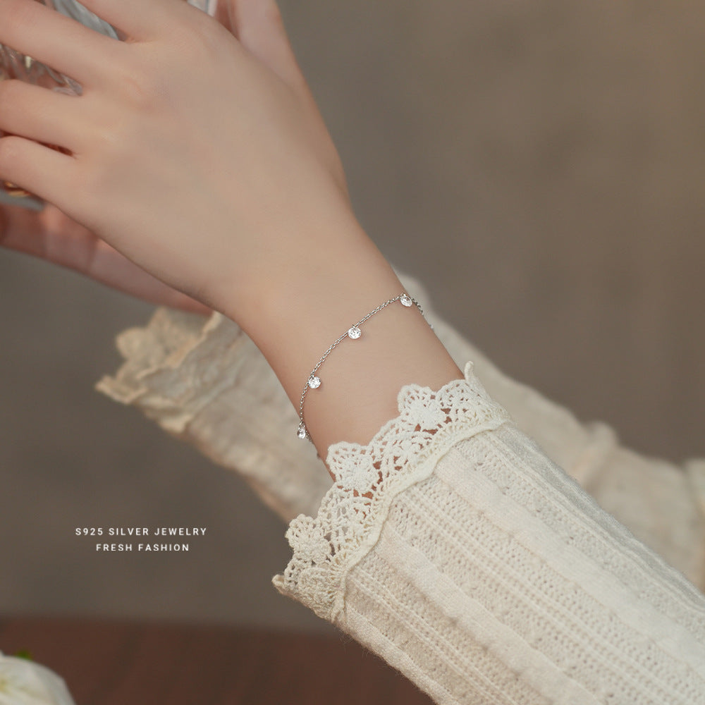 925 sterling silver simple zircon starry design ~ necklace and bracelet ~