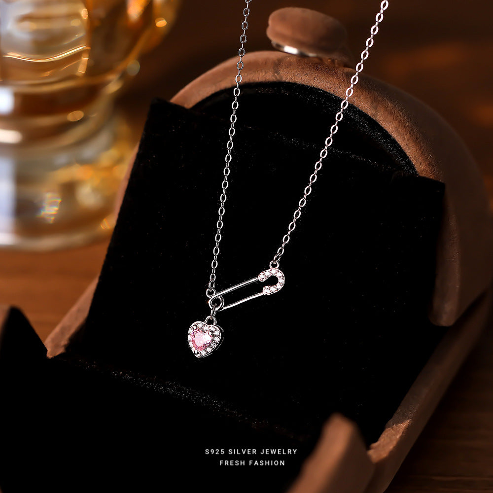 silver 925 necklace korean design Paperclip heart design!