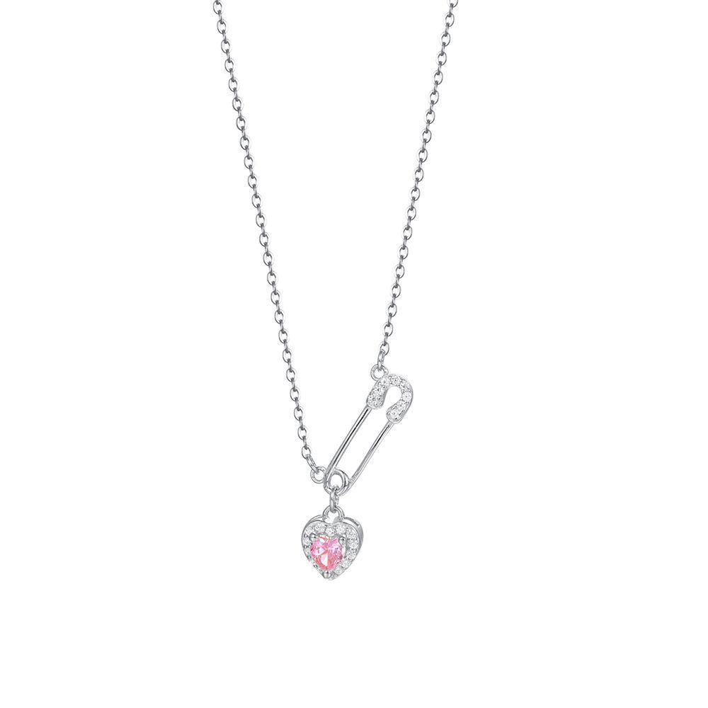 silver 925 necklace korean design Paperclip heart design!