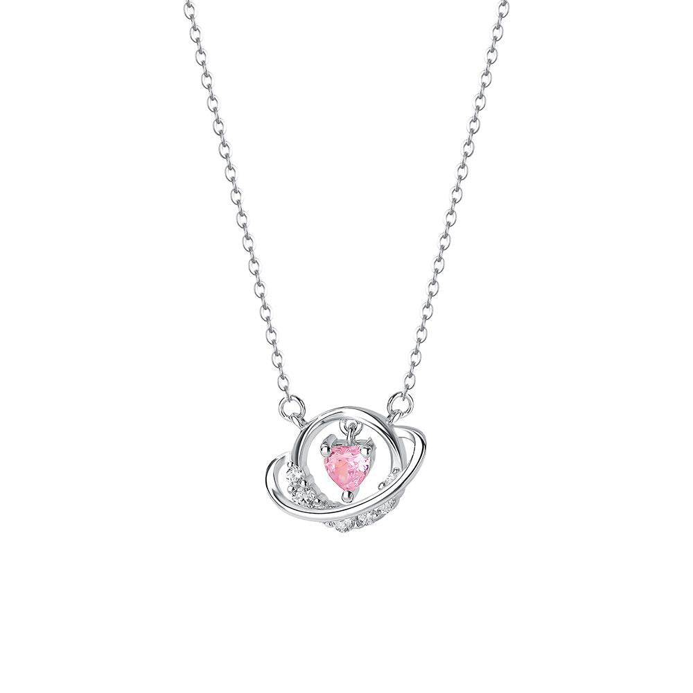 silver 925 necklace korean design Saturn heart design!