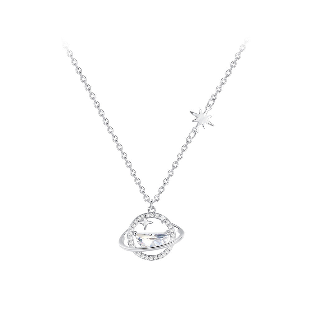 silver999 necklace korean design Saturn Zircon Design!