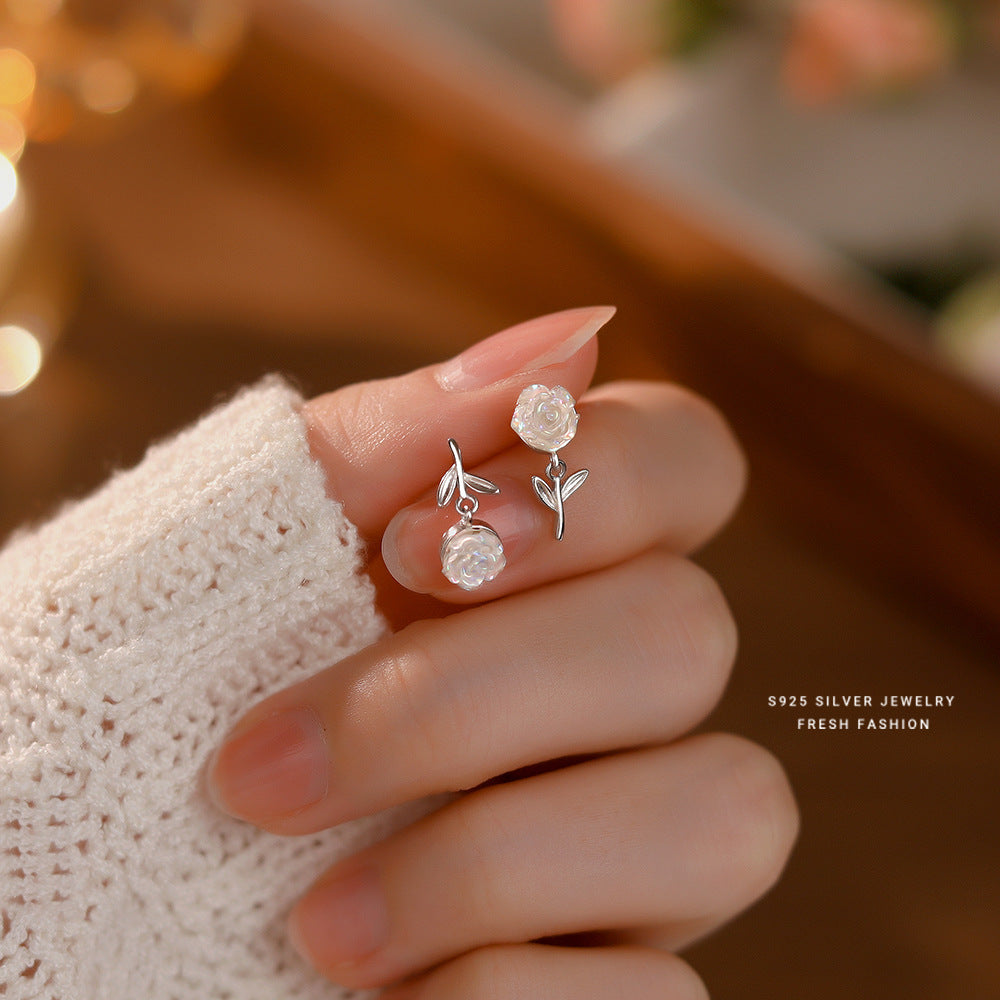 925 sterling silver rose zircon set ~ necklace earrings ring ~