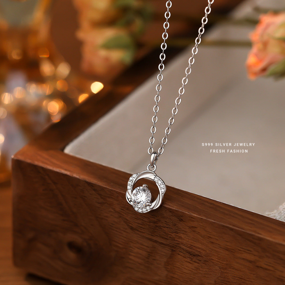 silver 999 necklace korean design Polygonal zircon design!