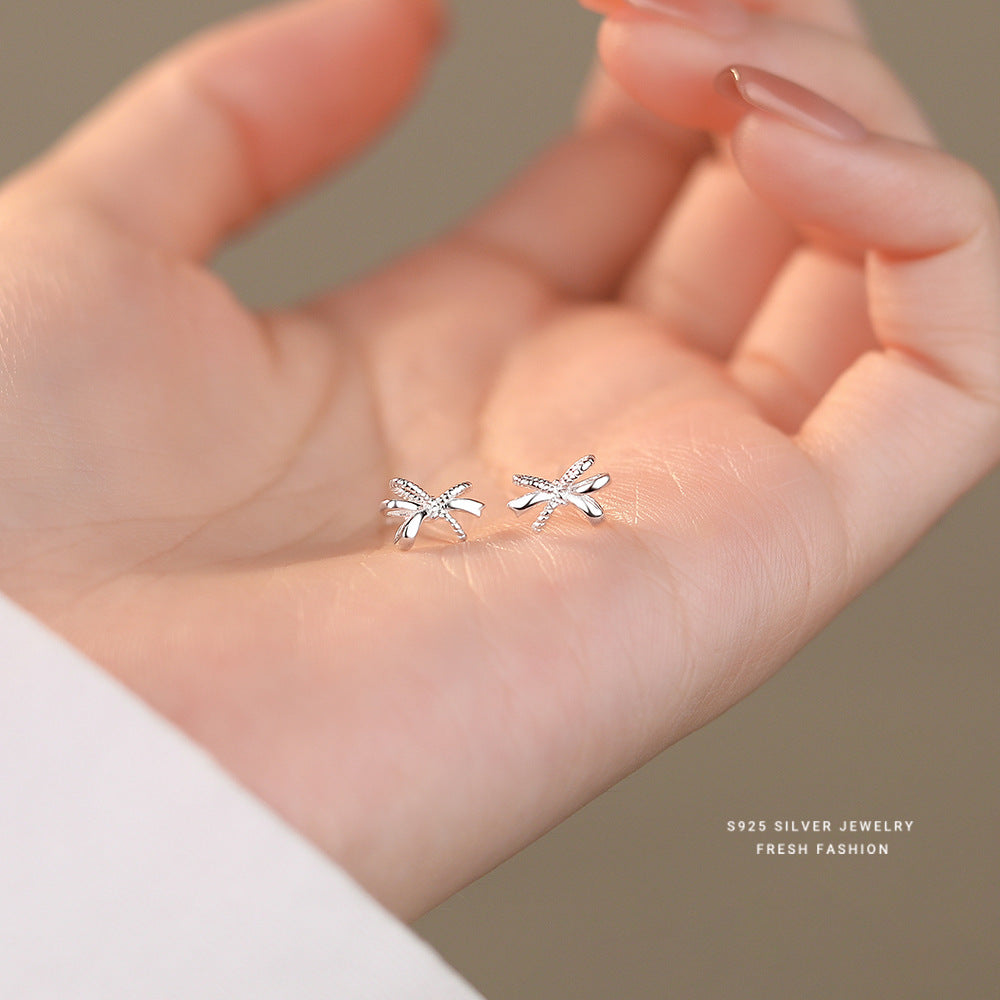 925 sterling silver special bow jewelry set ~ matte and shiny ~ necklace earrings ~