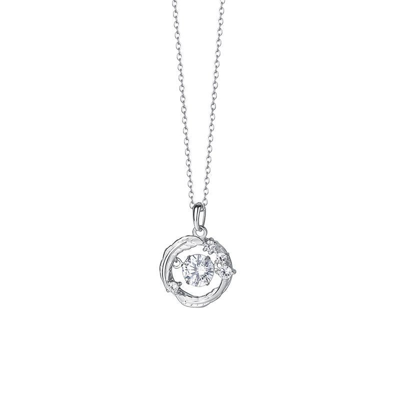Silver 925 feather and zircon jewelry set with necklace and earrings