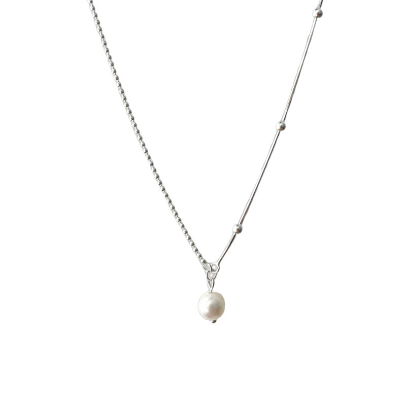 silver 925 Original natural fresh water pearl necklace korean design DQ1894N syn