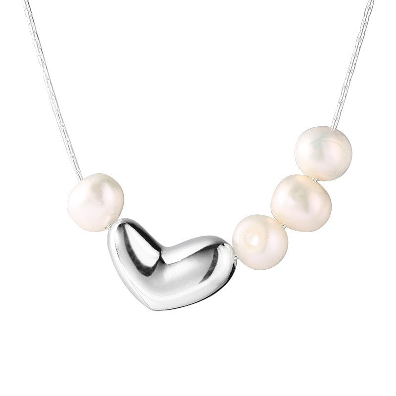 silver 925 Original natural fresh water pearl necklace korean design DQ1919N syn