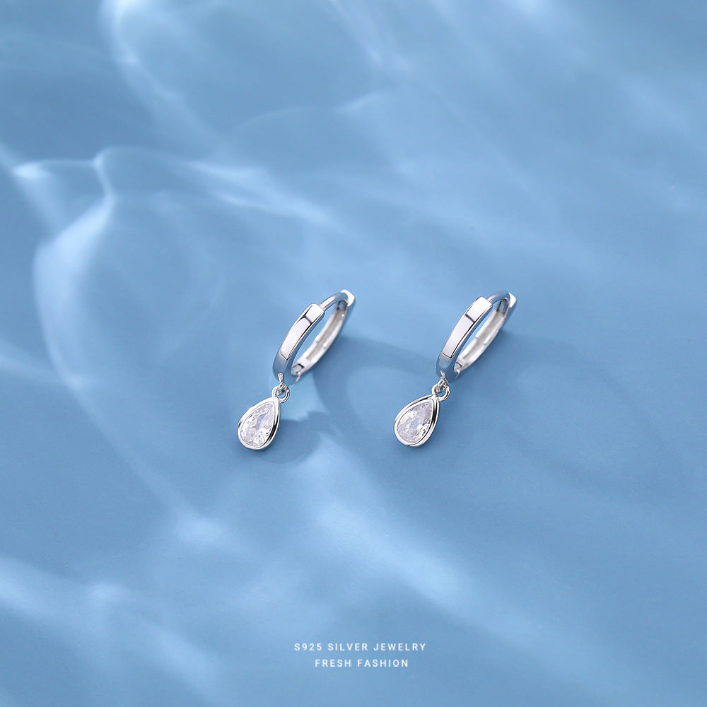 925 Sterling Silver Teardrop Curve Delicate Earrings