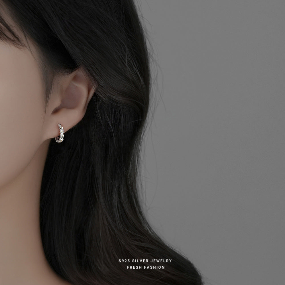 silver 925 earrings hoop korean design Small daisy three-dimensional exquisite!E2551