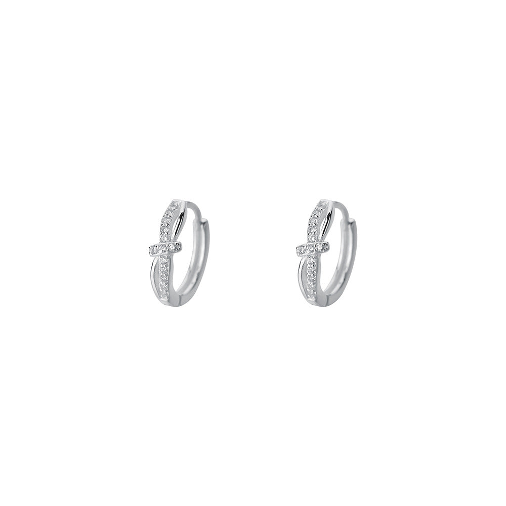 silver 925 earrings hoop korean design Twisted diamond temperament style!E2567