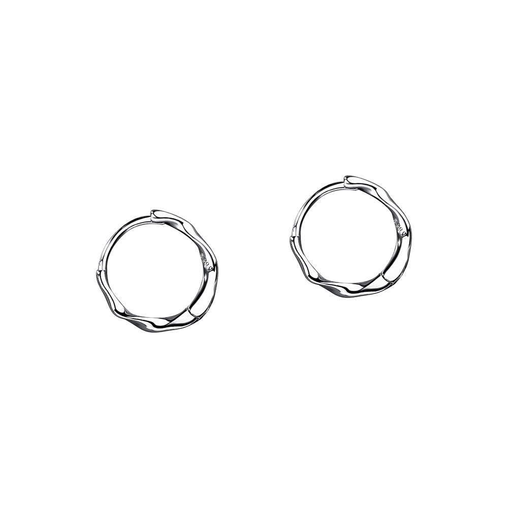 silver 999 earrings hoop korean design Special wave ring design!E3139