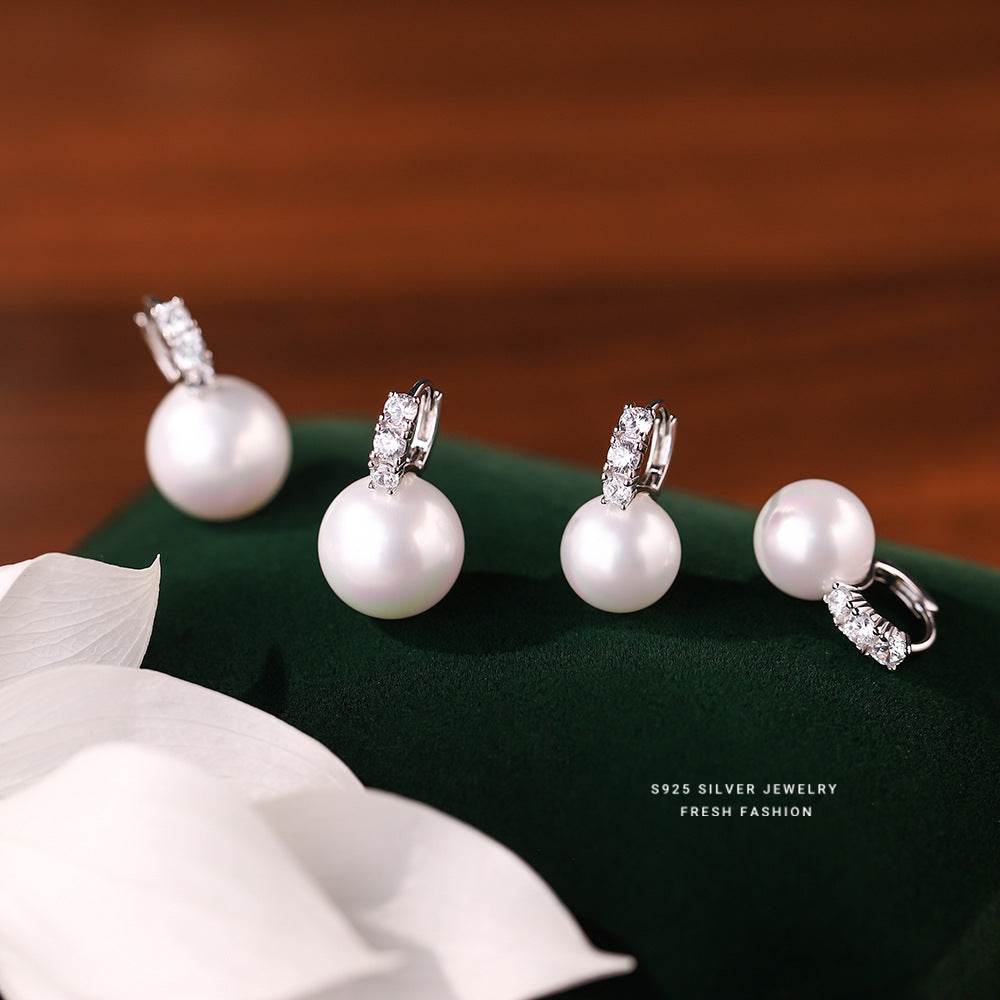 silver 925 earrings hoop korean design Micro-paved zircon beads!E3171