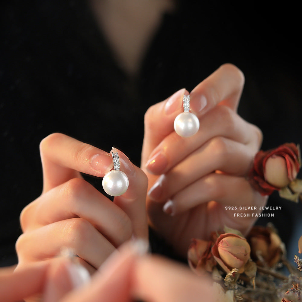 silver 925 earrings hoop korean design Micro-paved zircon beads!E3171