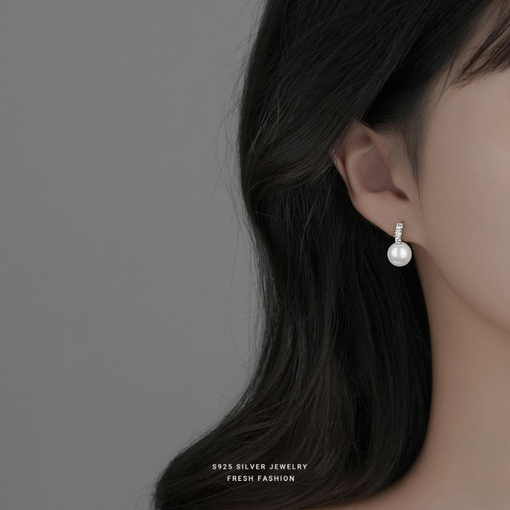 silver 925 earrings hoop korean design Micro-paved zircon beads!E3171