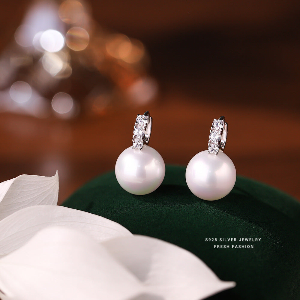 silver 925 earrings hoop korean design Micro-paved zircon beads!E3171