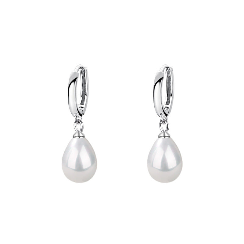 silver 925 earrings hoop korean design Retro style water drop shape design!E3357