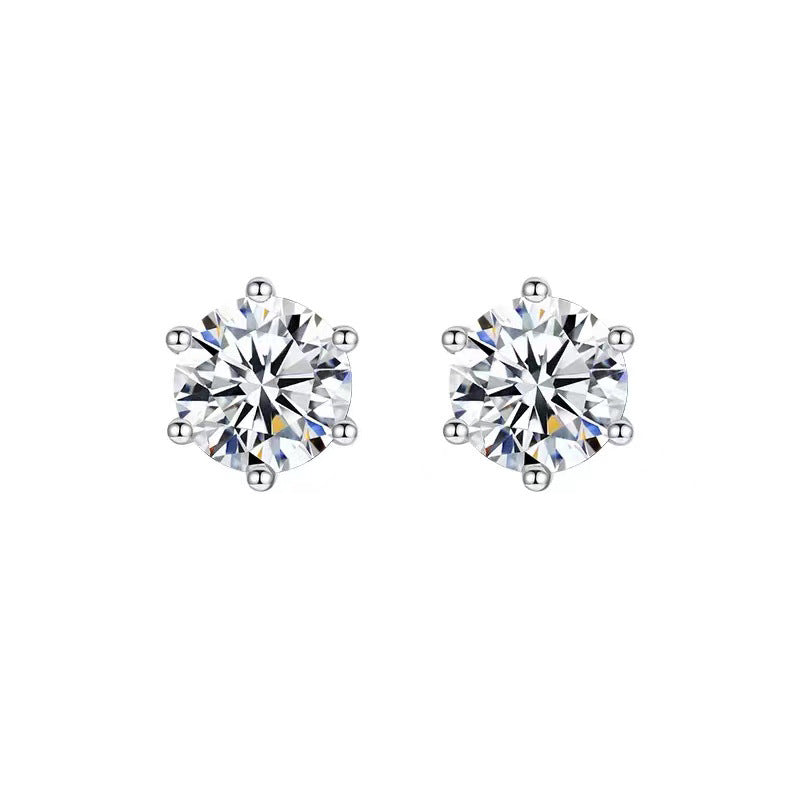 925 sterling silver simple claw diamond zircon jewelry set ~ necklace earrings ring ~