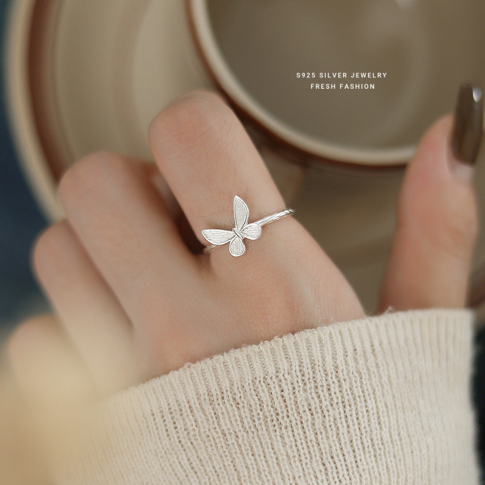 silver 925 ring korean design simple butterfly design!Adjustable free size