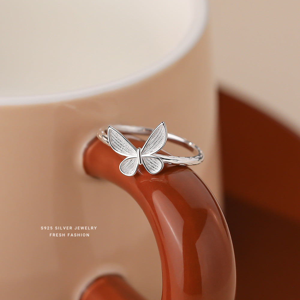 silver 925 ring korean design simple butterfly design!Adjustable free size