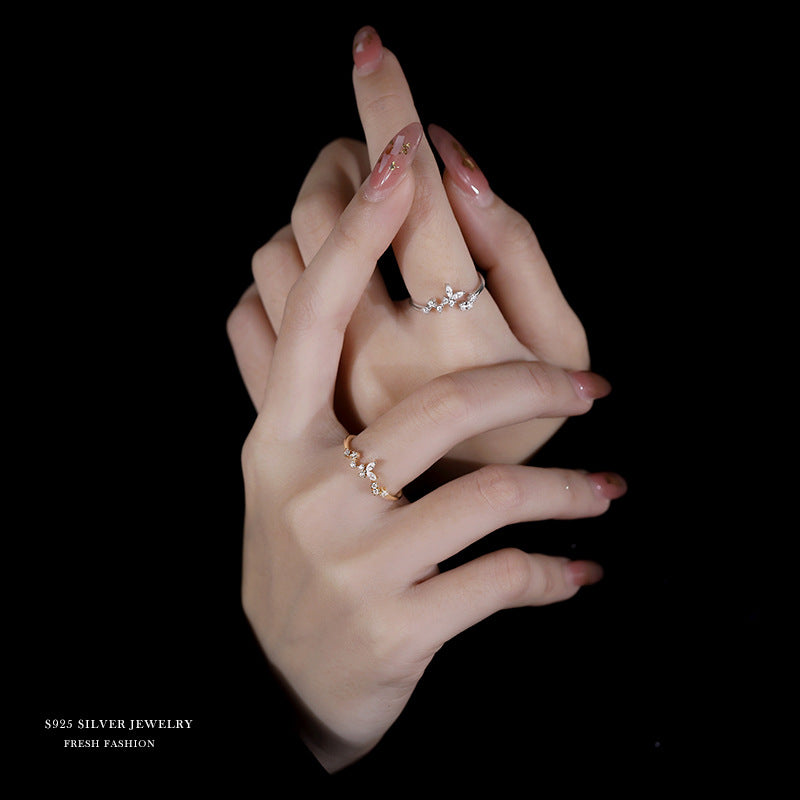 silver 925 ring korean design Simple and personalized zircon design!