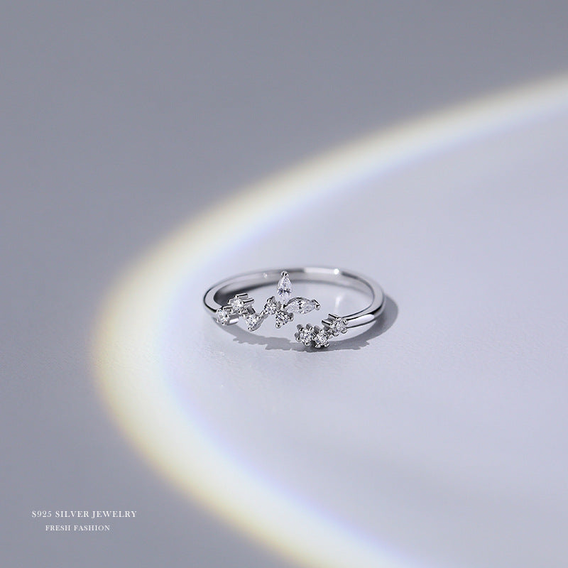 silver 925 ring korean design Simple and personalized zircon design!