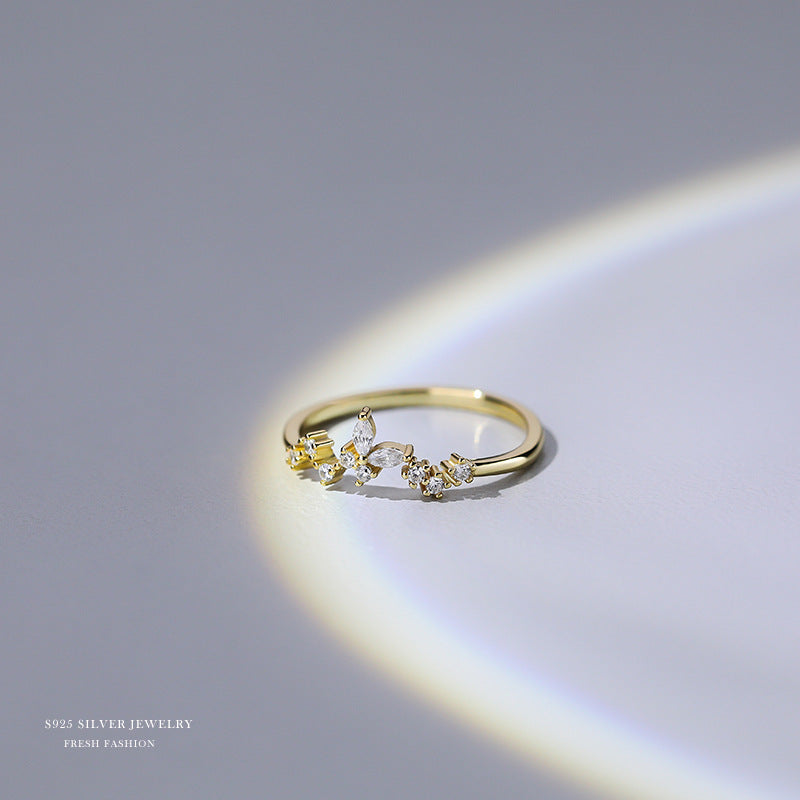 silver 925 ring korean design Simple and personalized zircon design!