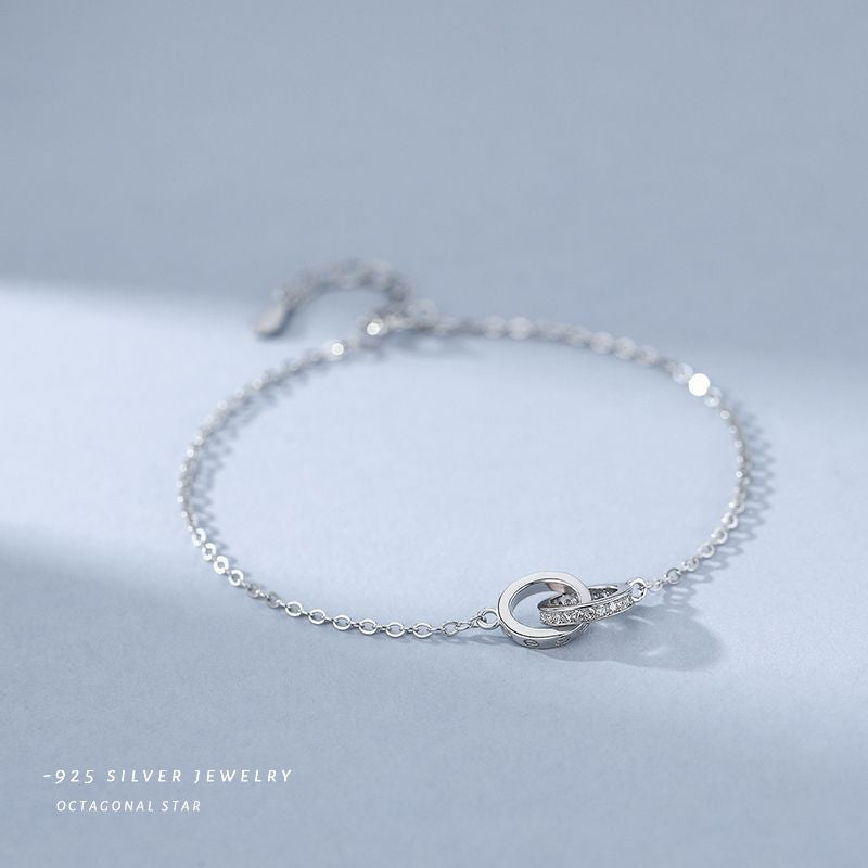 silver 925 bracelet korean design Interlocking zircon design!