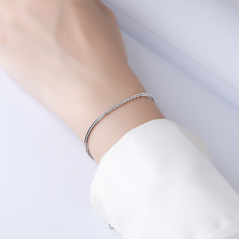 silver 925 bracelet korean design Sparkling plain circle simple design!