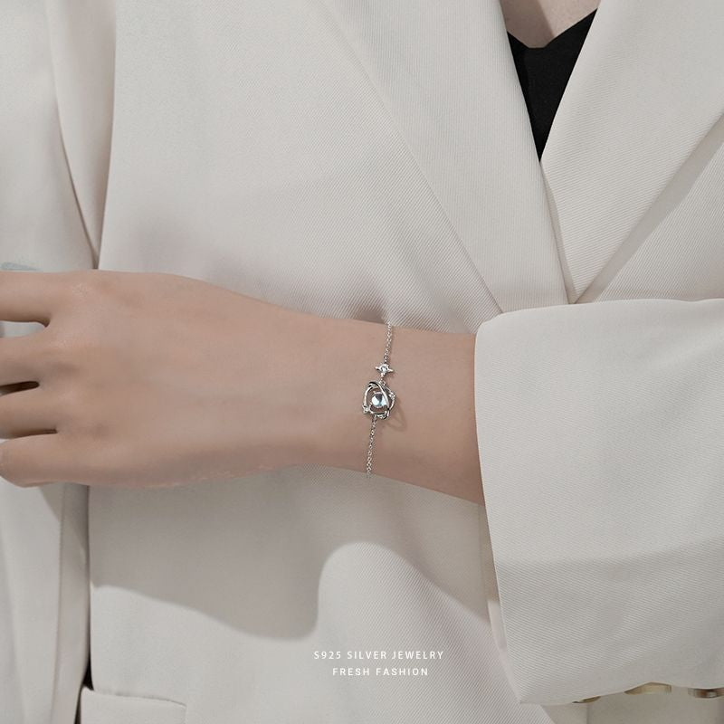 silver 925 bracelet korean design Moonstone Planet Design!