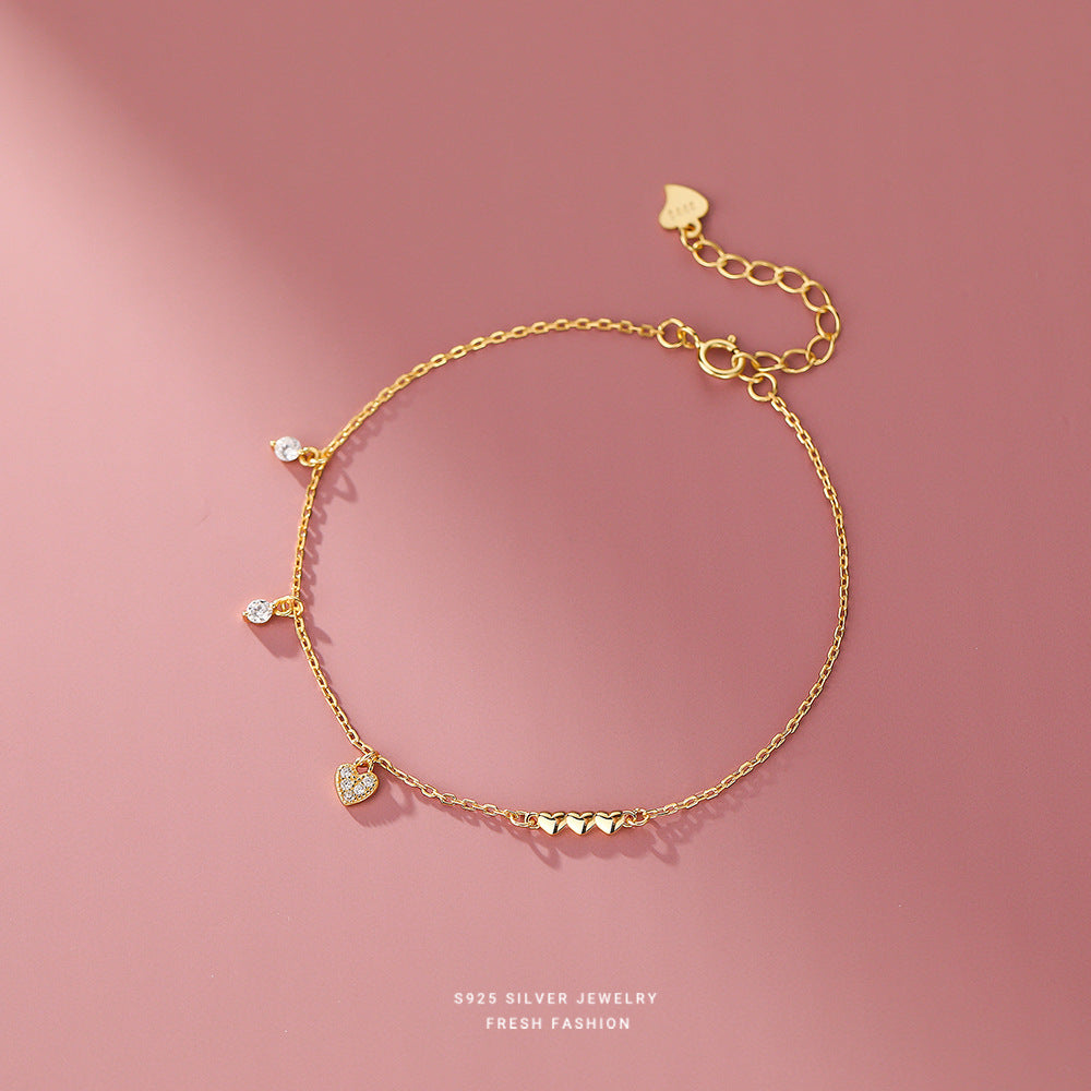 silver 925 bracelet korean design heart design!silver color and gold color