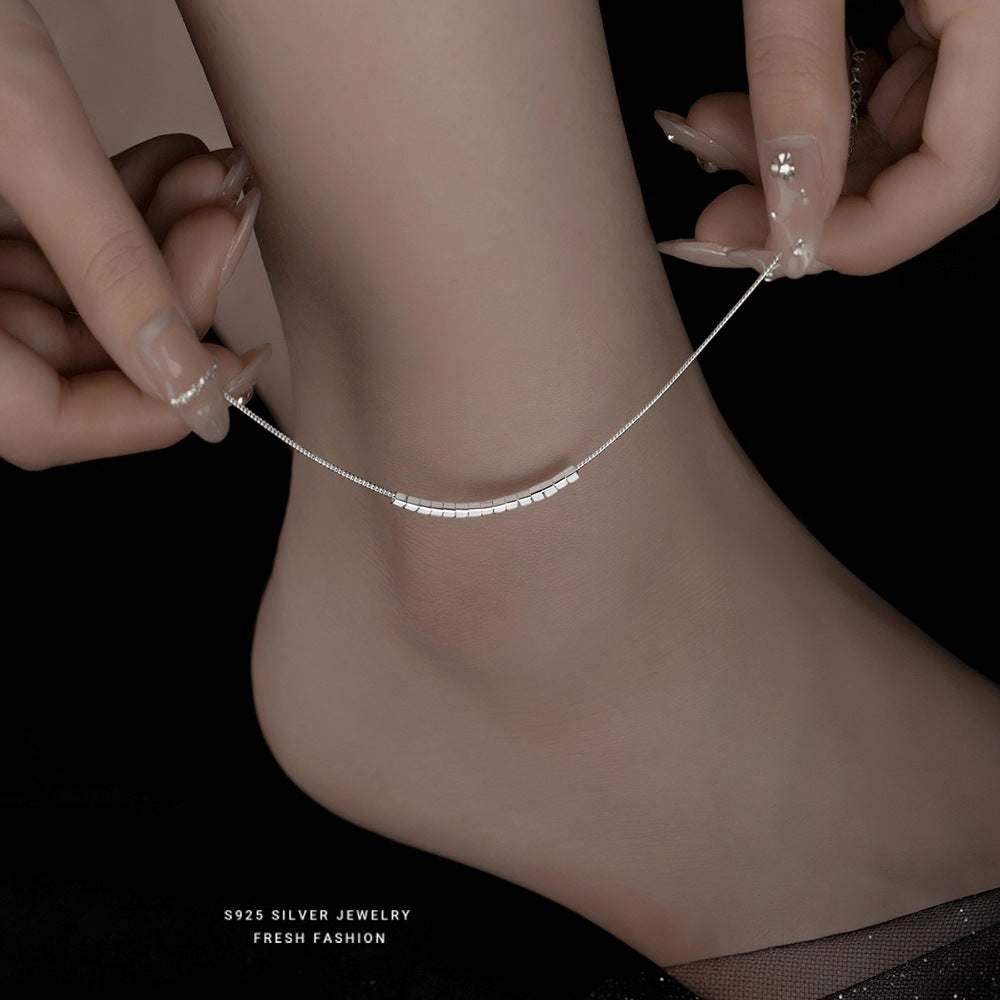 silver 925 anklet korean design Geometric niche simple design!