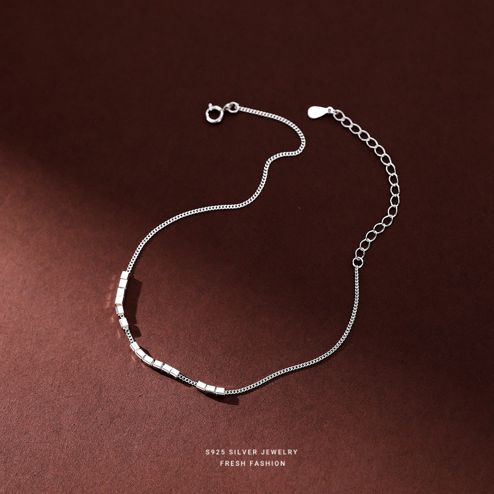 silver 925 anklet korean design Geometric niche simple design!