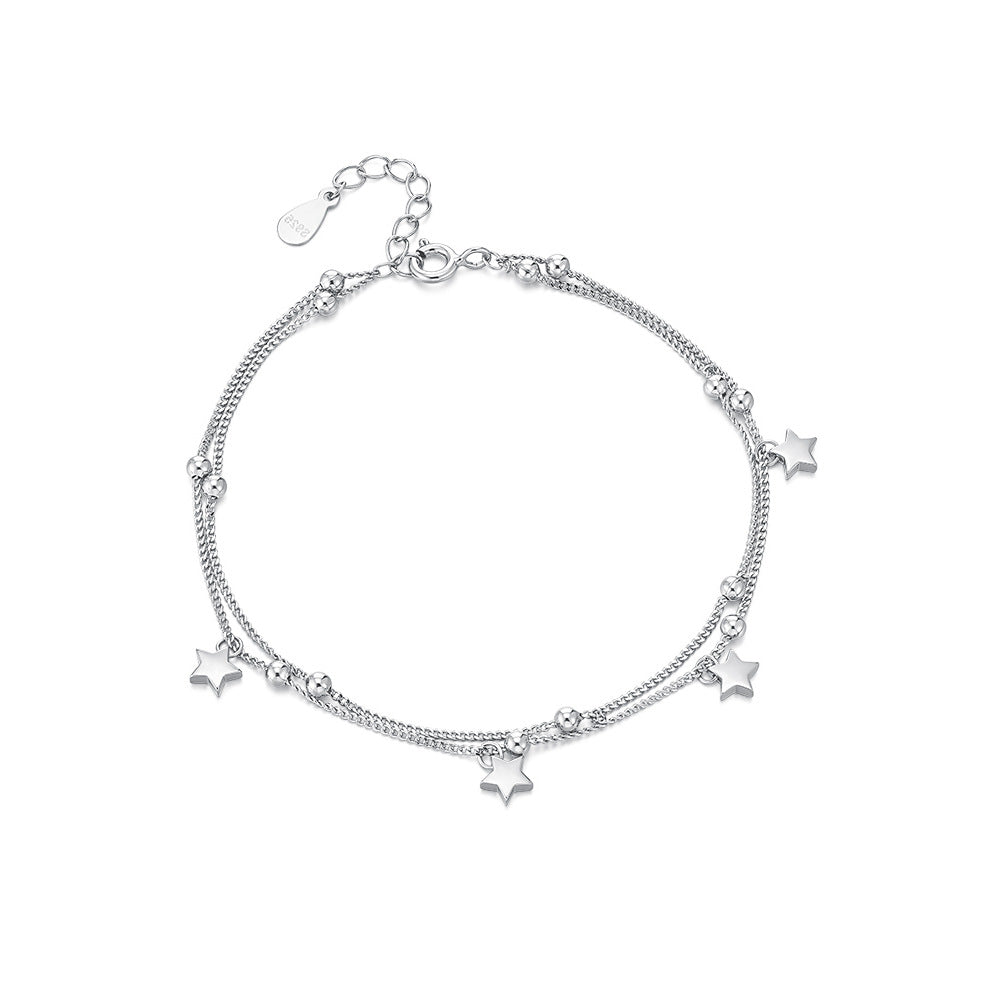silver 925 bracelet korean design Star double chain design!