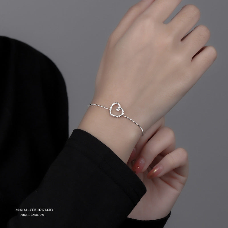 silver 925 bracelet korean design Hollow heart bracelet! adjustable
