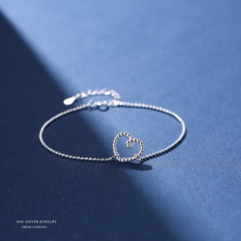 silver 925 bracelet korean design Hollow heart bracelet! adjustable